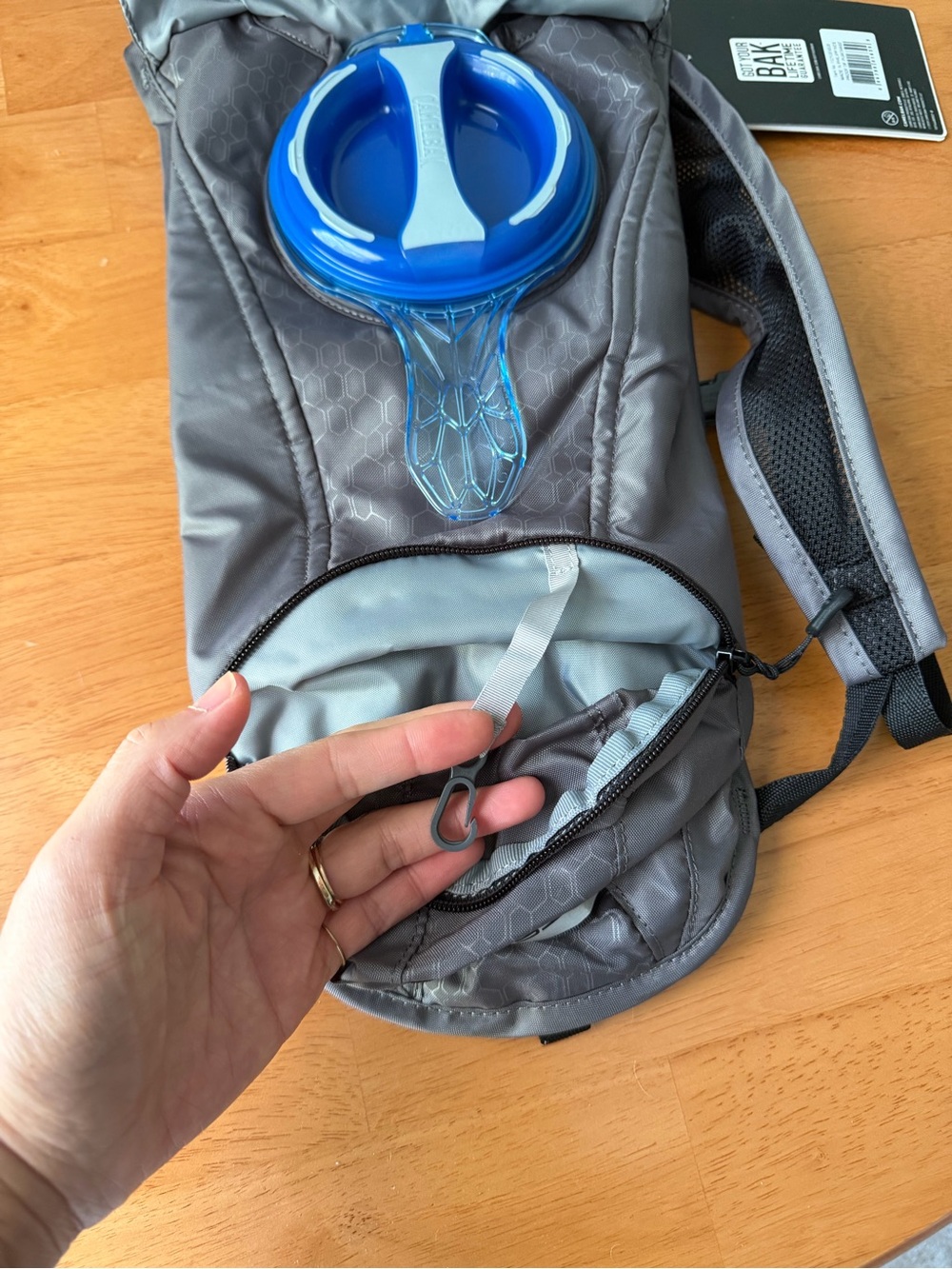 Camelbak Gray Hydration Backpack with Blue Tube - Picture 4 of 9